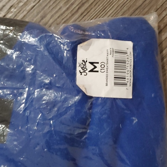 Justice Blue Hooded Pull Over Sweatshirt Size 10/Medium - Picture 3 of 4